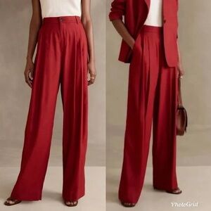 Banana Republic Red Wide Leg Lena Pants High-Waisted